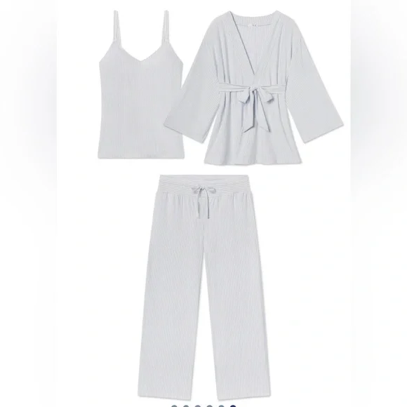LAKE Maternity DreamModal Kimono Three-Piece Set in Fog - Picture 1 of 5